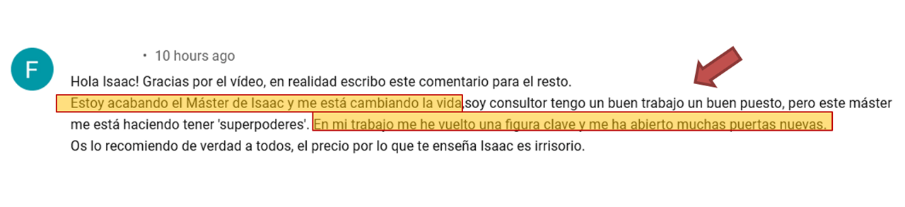 Testimonio de Youtube